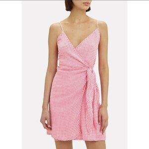 NWT Rails Mini Pink White Gingham Wrap Dress